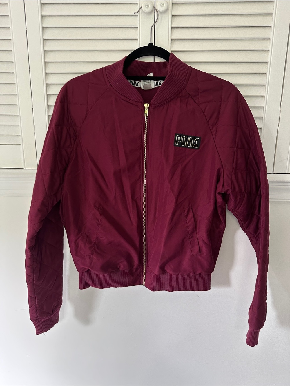 PINK Victoria's Secret Quilted Bomber Jacket - Wine